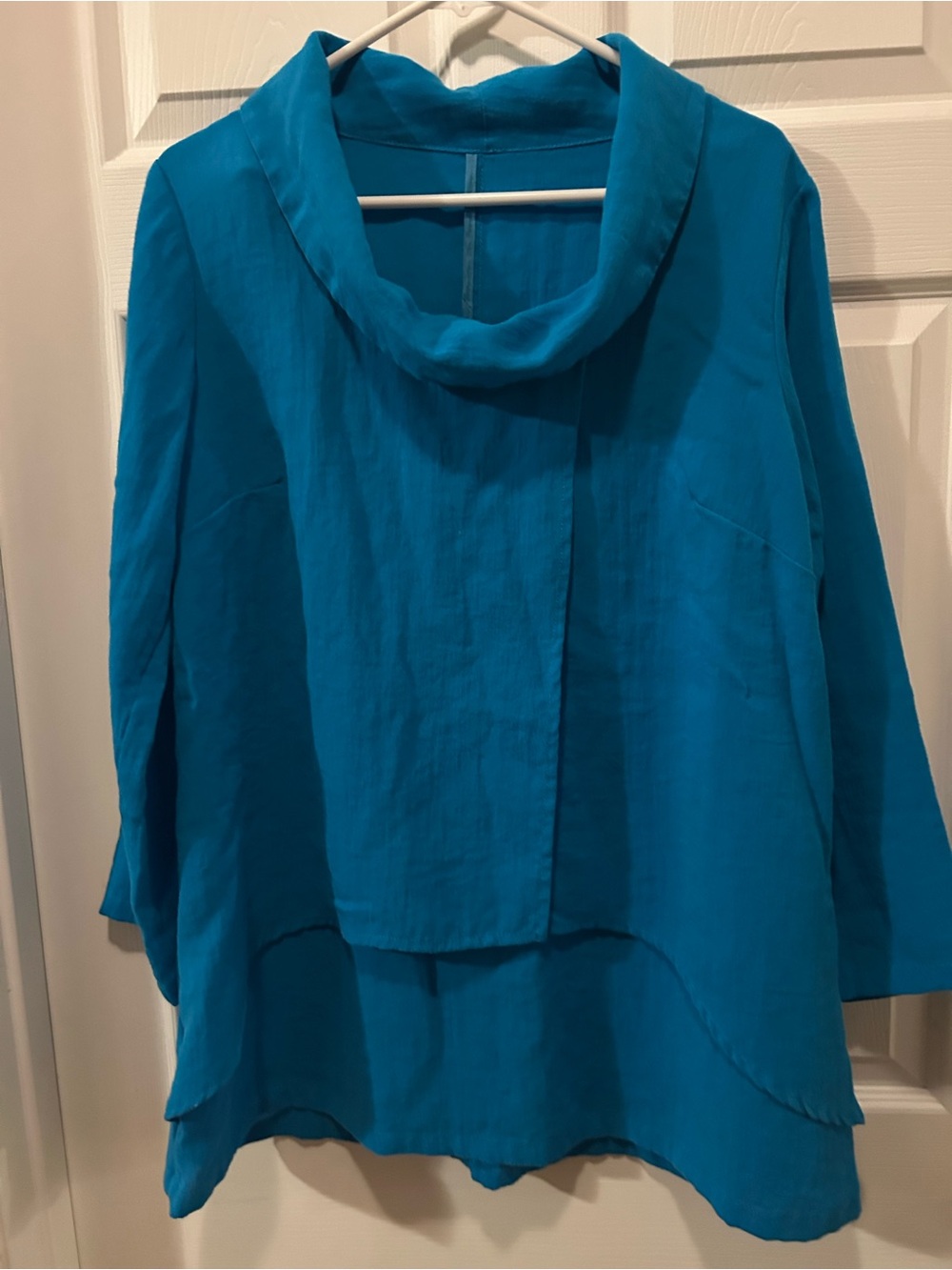 Fridaze Linen Redefined Turquoise Blue Top, size Small